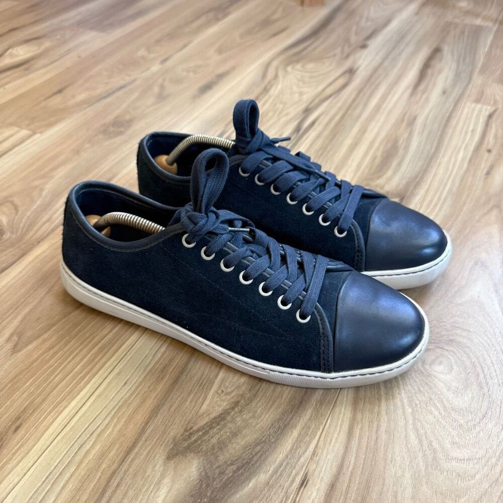Rails Mens Navy Blue Calf Suede Leather Low Top Cap Toe Sneaker Shoes Size 44